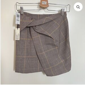 Aritzia Checkered Mini Skirt - Tan